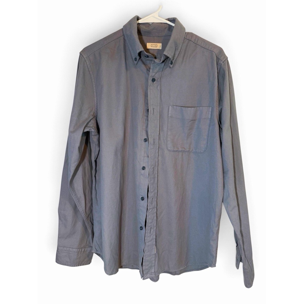 AYR Men's Button Down Shirt Small Gray 100% Cotton Long Sleeve Pocket E3062